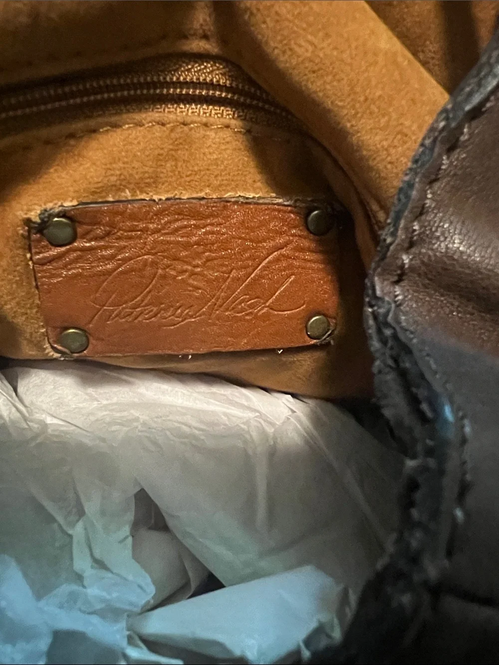 Patricia Nash Dark Brown Leather Backpack with Brass Studs